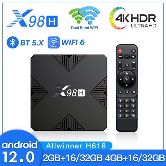 New X98H Set Top Box Smart BOXES Android 12.0 TV Box H618 4GB 32GB 2.4G 5.8G Bluetooth 5