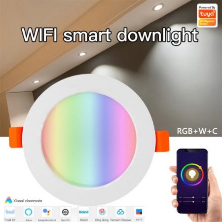 Tuya Wifi/BLE Smart LED Downlight,Recessed Lighting RGB Color,Work with Alexa & Google Home, No Hub Required,2-Pack