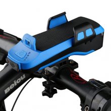 Bicycle Headlight Lamp Phone Holder Speaker Front Light Security Warning Lights - Black