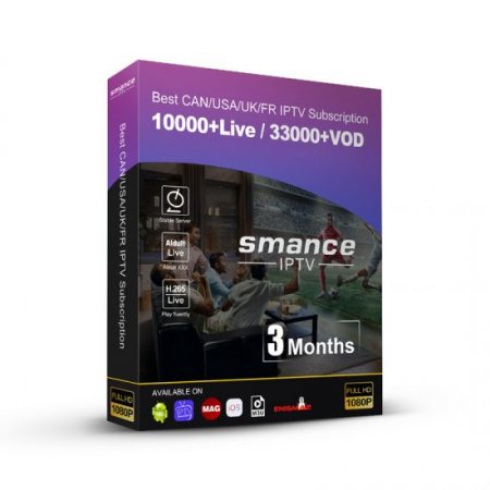 Smance IPTV 3 Months 10000+ Live Channels VIP Sport Kid Movices Adult XXX Channels for IPTV Smarters Pro Smart IPTV M3u