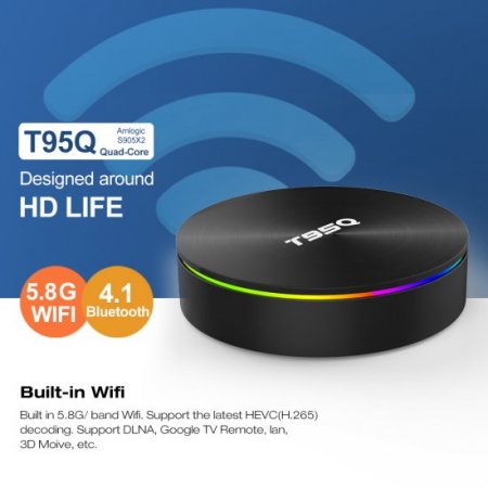 4GB 32GB/64GB DDR3 Amlogic T95Q Android 9.0 TV BOX 4K Media Player S905X2 Quad Core 2.4G&5GHz Dual Wifi BT4.1 100M tv set box