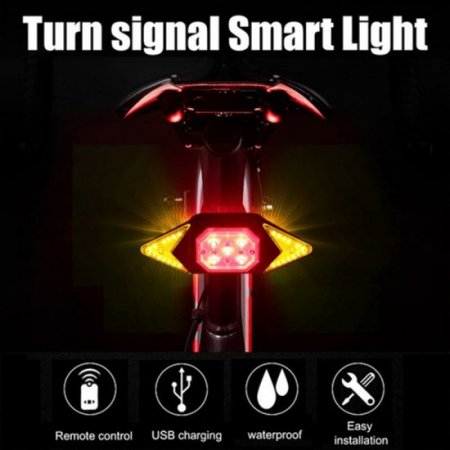 Smart Bike Turning Signal Light USB Rechargeable Bicycle Taillight Rear Light Remote Control LED Warning Lamp Cycling Accessory