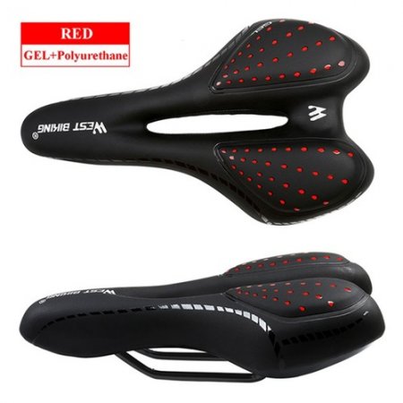 Bike Saddle Silicone Cushion PU Leather Surface Silica Filled Gel Comfortable Cycling Seat - B Style Black China