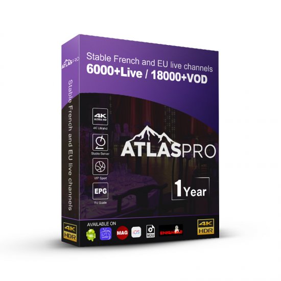 12 Mois Atlaspro IPTV Code Abonnement Francaise Premium Sport Films Series