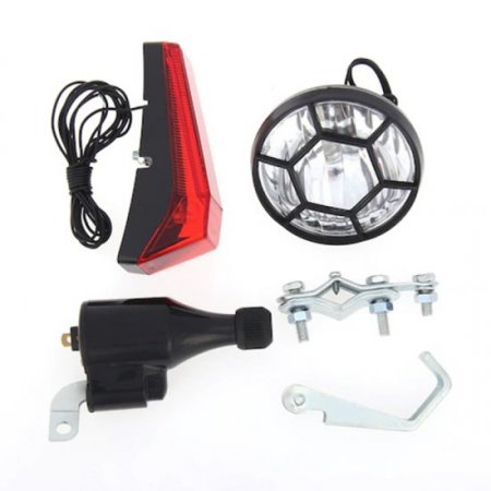 Bicycle Lights Set Bike Safety Front Headlight Tail Light Bike Friction Generator Dynamo Kit