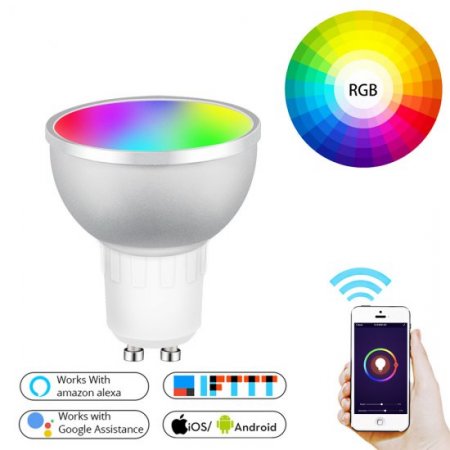 Tuya Smart Bulbs, GU10 Smart WiFi&BLE Flood Light Bulb, Color Changing,Support Tmall Genie/Alexa/GoogleHome, 2-Pack