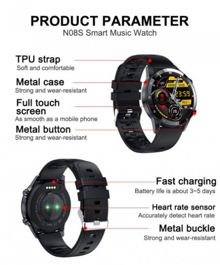 GT2 mens smartwatch android hot music player heart rate waterproof call astronaut dial bracelet