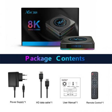 8K X96 X4 SUBTV Smart tv Box Android 11 4GB 64GB BT4.1 Amlogic S905W Media Player with IPTV Code 1 year