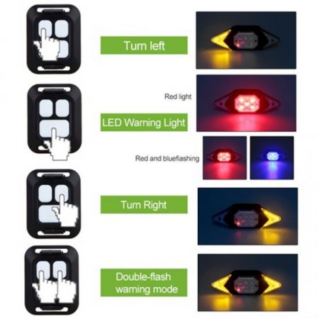 Smart Bike Turning Signal Light USB Rechargeable Bicycle Taillight Rear Light Remote Control LED Warning Lamp Cycling Accessory