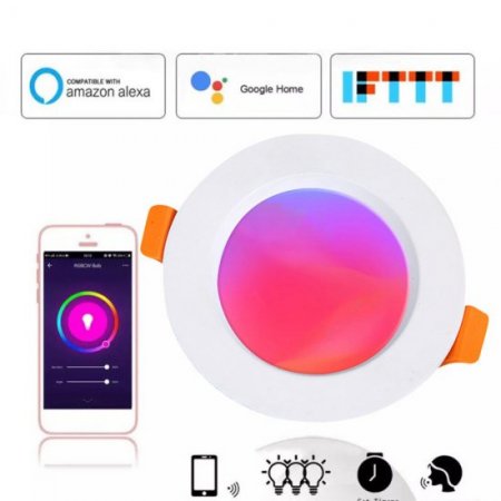 Tuya Wifi/BLE Smart LED Downlight,Recessed Lighting RGB Color,Work with Alexa & Google Home, No Hub Required,2-Pack